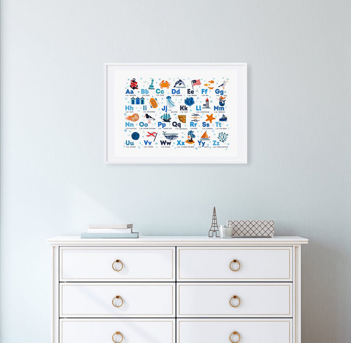 Nautical Alphabet Nursery Wall Art Print - PaperPaintPixels