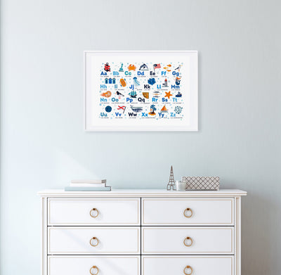 Nautical Alphabet Nursery Wall Art Print - PaperPaintPixels