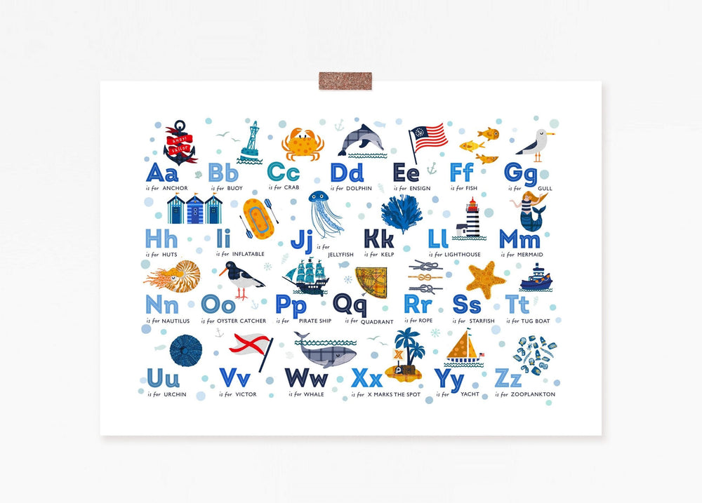 Nautical Alphabet Nursery Wall Art Print - PaperPaintPixels