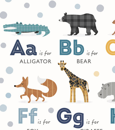 Navy Safari Animals Alphabet Wall Art Set - PaperPaintPixels