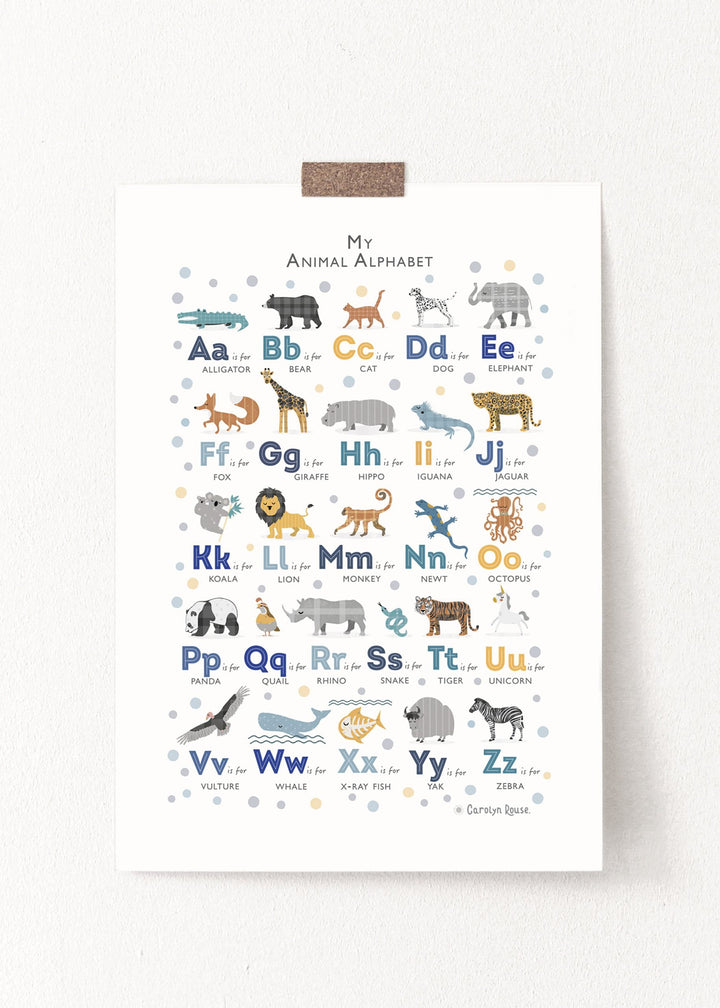Navy Animal Alphabet Art - PaperPaintPixels