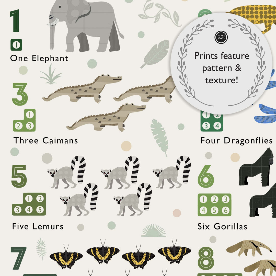 Rainforest Numbers Print - PaperPaintPixels