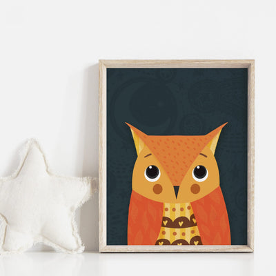 Woodland Owl Nursery Print - PaperPaintPixels