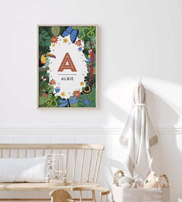 Personalised Jungle Nursery Name Print - PaperPaintPixels