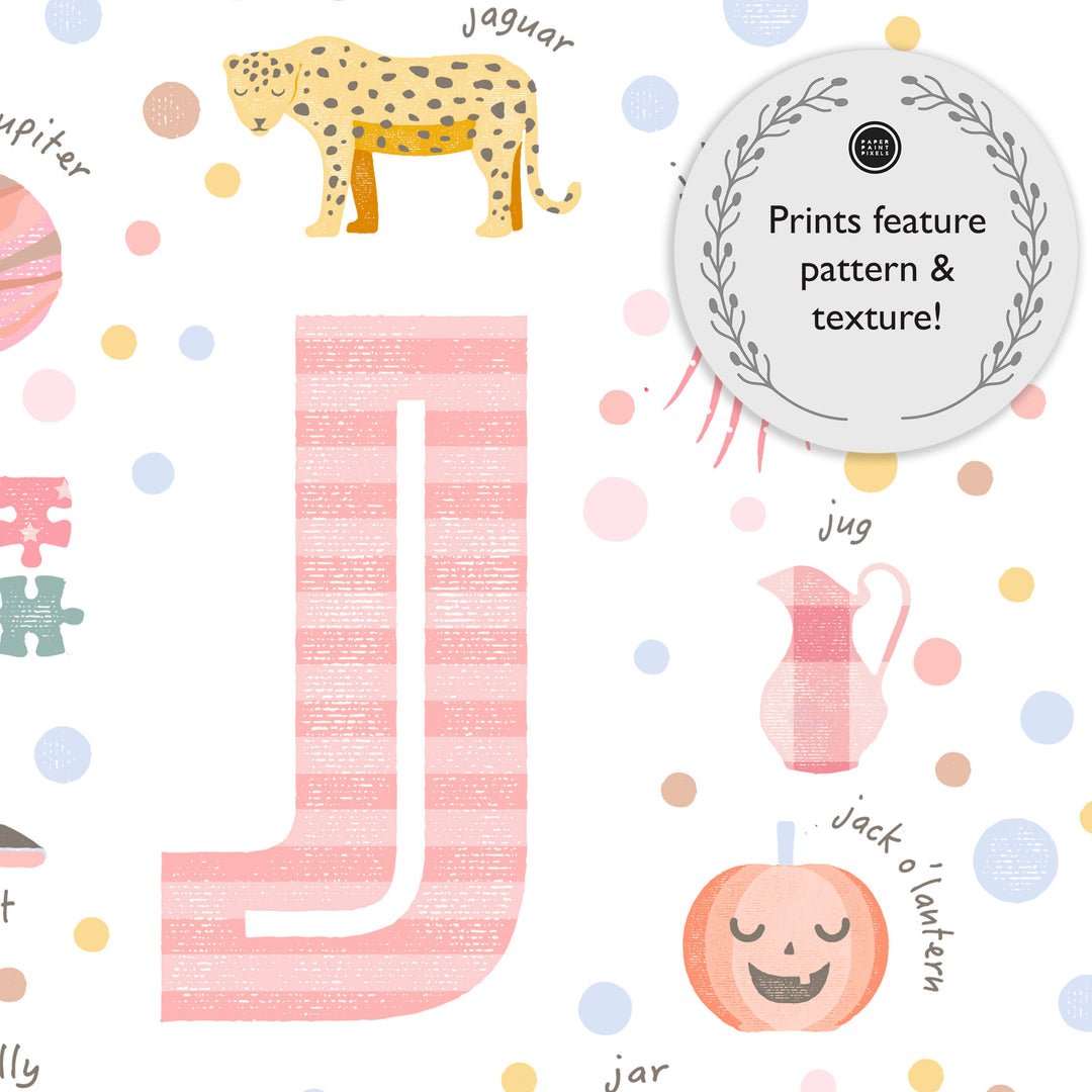 Girls Initial Letter J Print - PaperPaintPixels