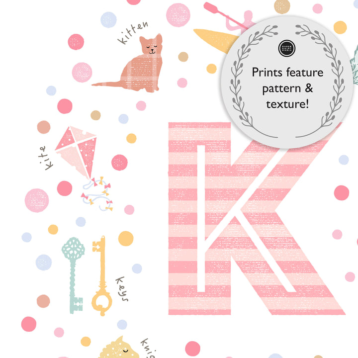 Girls Initial Letter K Print - PaperPaintPixels
