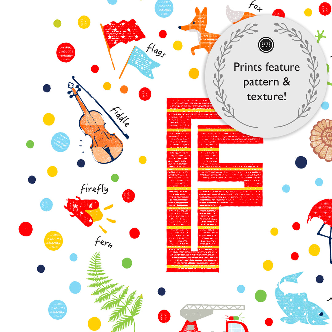 Boys Initial Letter F Print - PaperPaintPixels