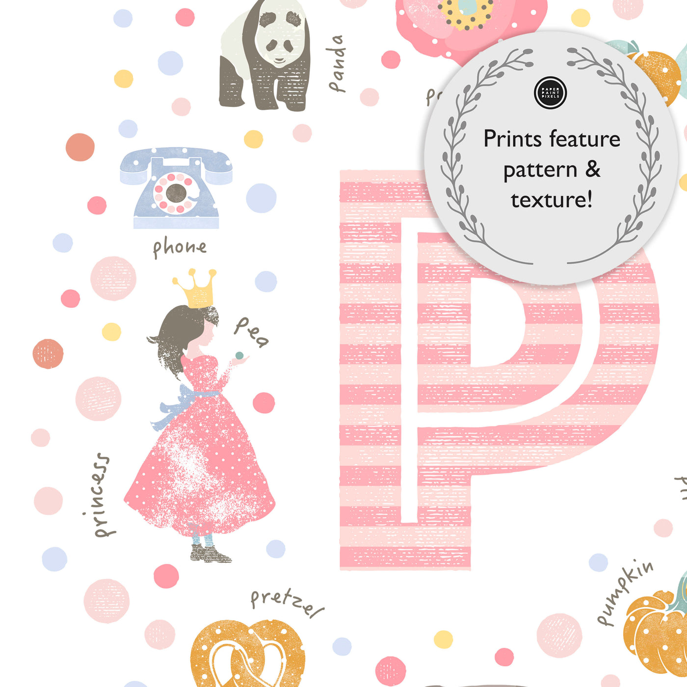 Girls Initial Letter P Print - PaperPaintPixels