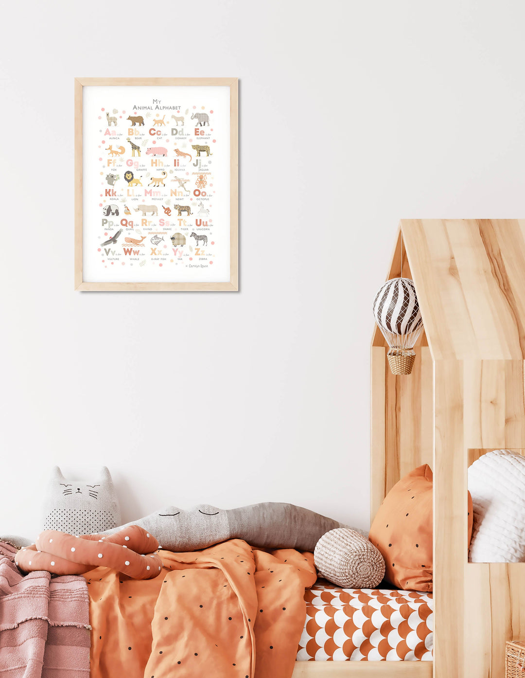 Peach Pink Animal Alphabet Print - PaperPaintPixels