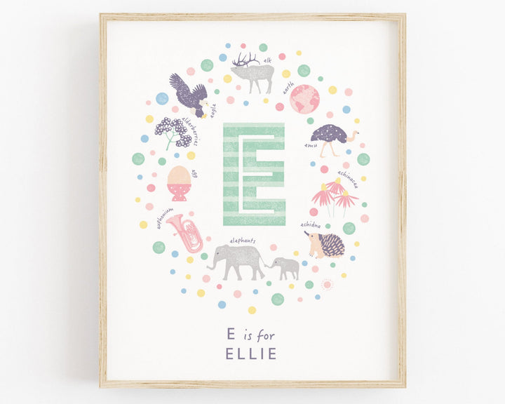 Girls Initial Letter E Name Art Print - PaperPaintPixels