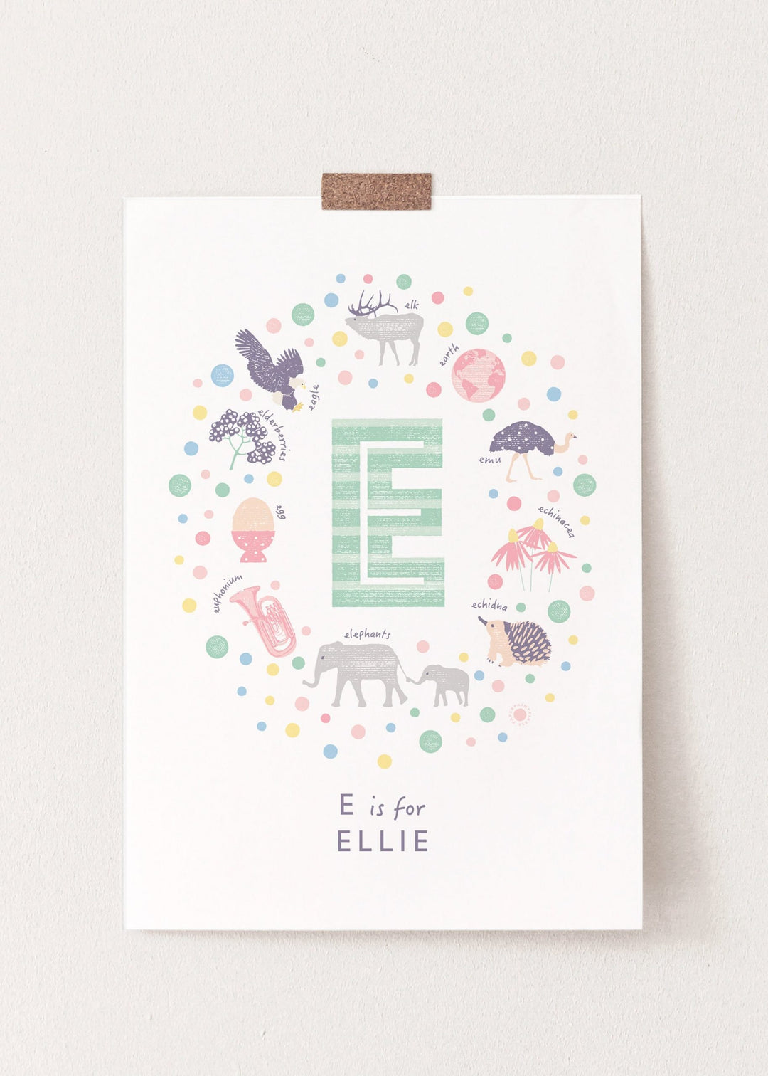 Girls Initial Letter E Name Art Print - PaperPaintPixels