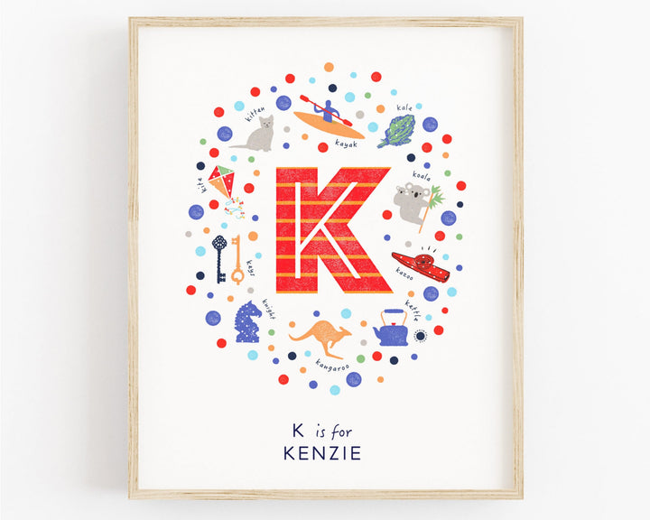 Boys Initial Letter K Print - PaperPaintPixels