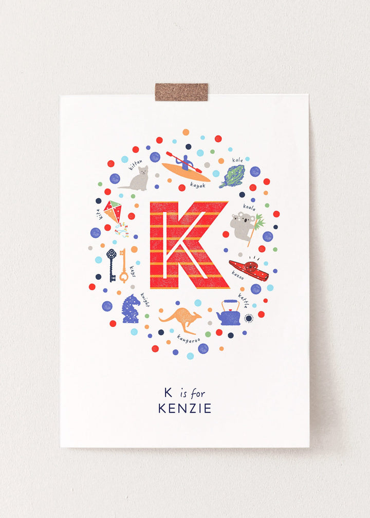 Boys Initial Letter K Print - PaperPaintPixels