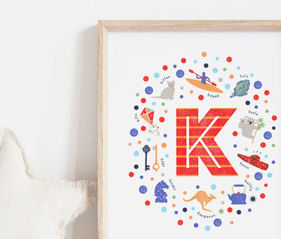 Boys Initial Letter K Print - PaperPaintPixels