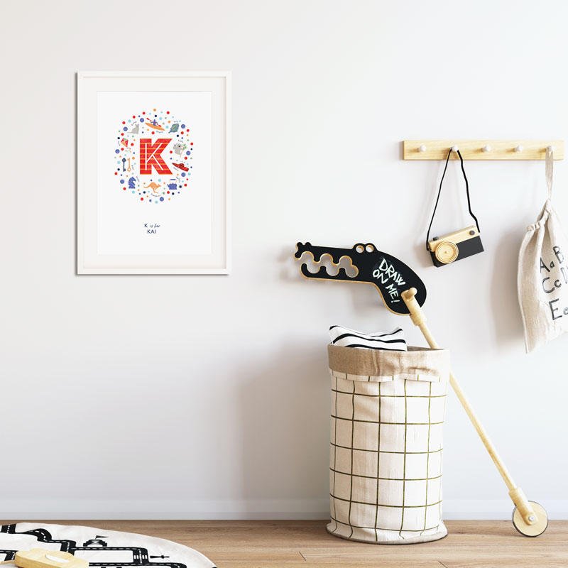 Boys Initial Letter K Print - PaperPaintPixels