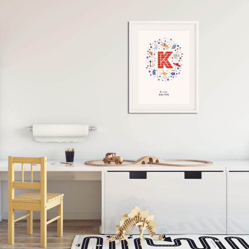 Boys Initial Letter K Print - PaperPaintPixels