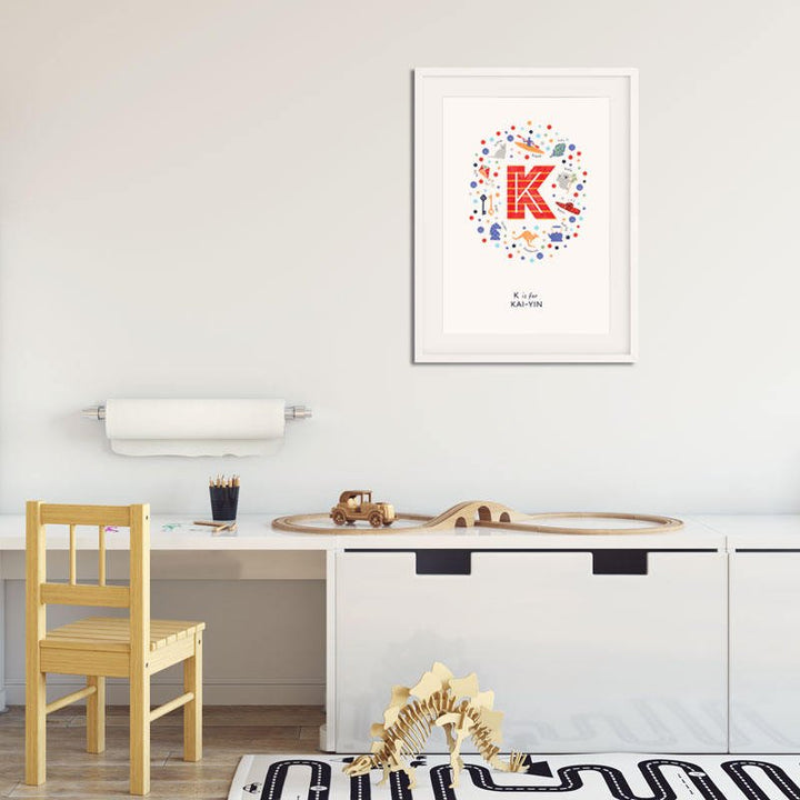 Boys Initial Letter K Print - PaperPaintPixels