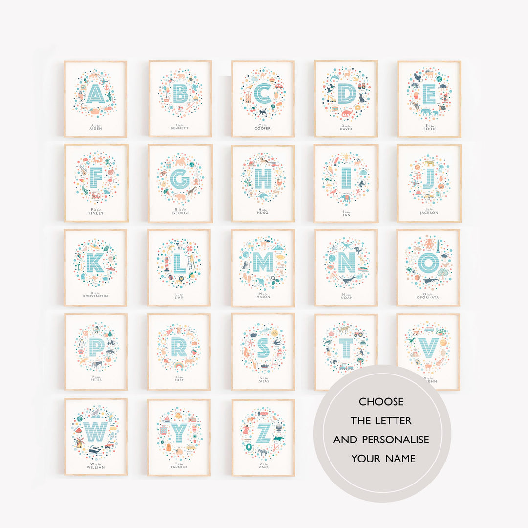 Personalised Boys Nursery Print Set of 3 - PaperPaintPixels