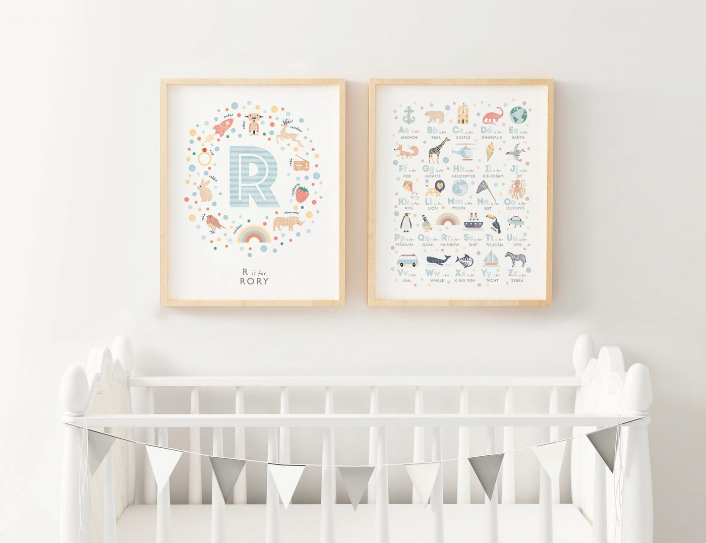 Personalised Boys Nursery Print Set - PaperPaintPixels
