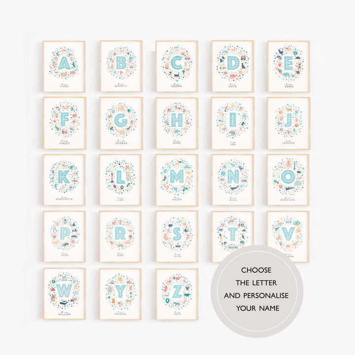 Personalised Boys Nursery Print Set of 3 - PaperPaintPixels