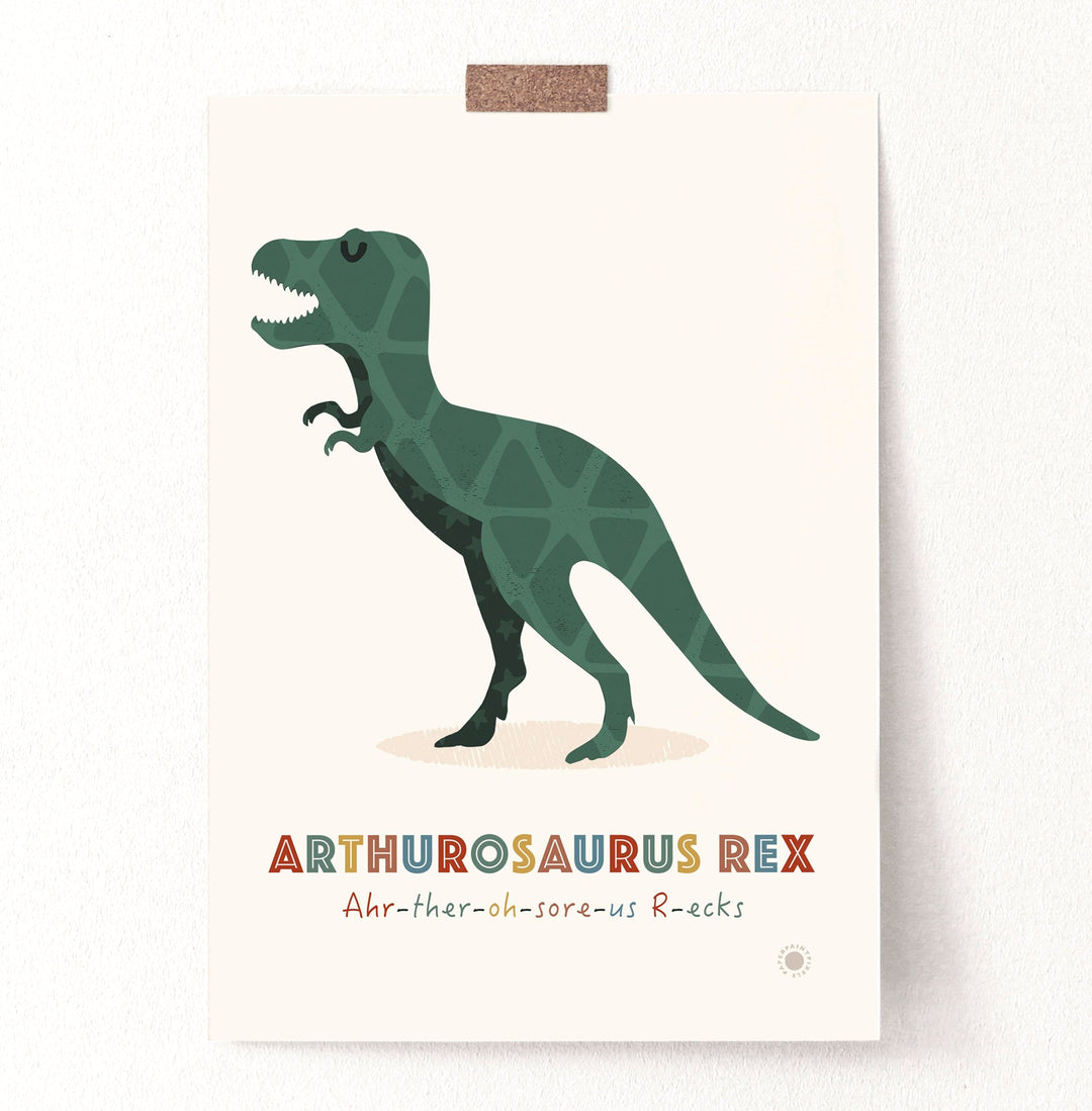 Personalised Dinosaur Alphabet & Nursery Name Art Print Set - PaperPaintPixels