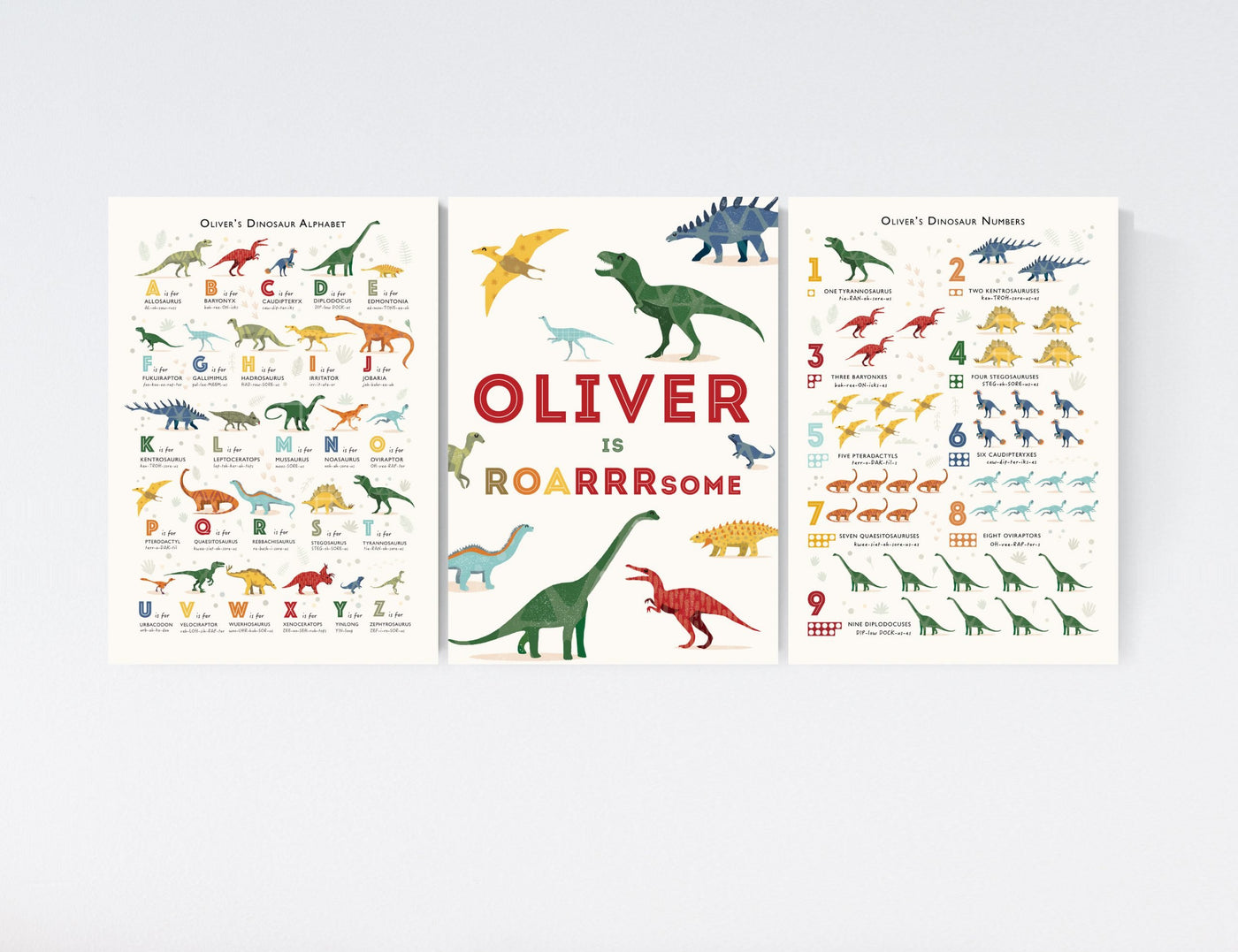 Personalised Dinosaur Print Set - PaperPaintPixels