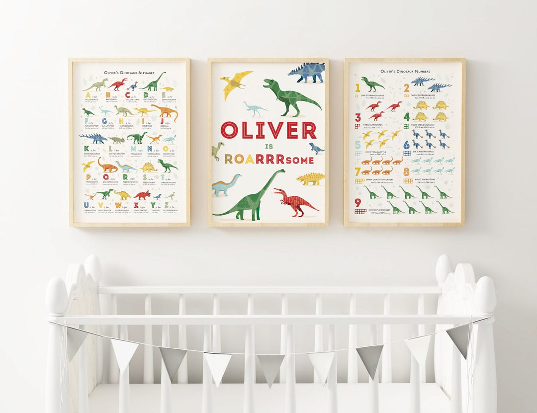 Personalised Dinosaur Print Set - PaperPaintPixels
