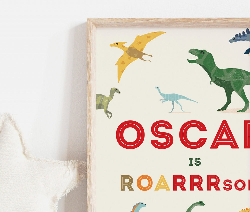Personalised Dinosaur Wall Art - PaperPaintPixels