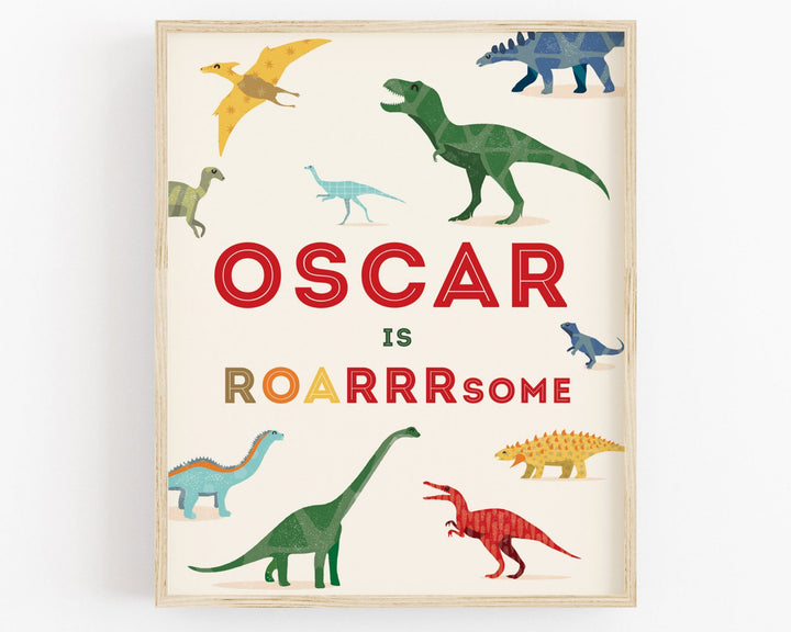 Personalised Dinosaur Wall Art - PaperPaintPixels