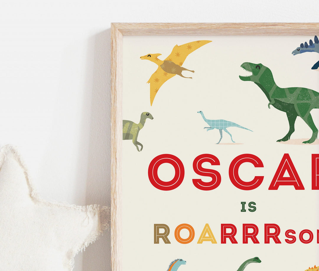 Personalised Dinosaur Wall Art - PaperPaintPixels