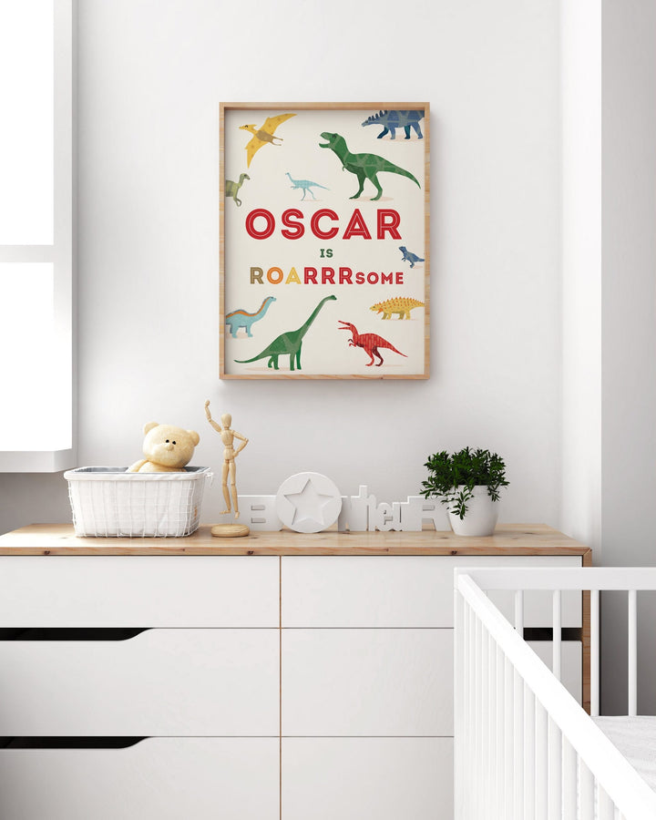 Personalised Dinosaur Wall Art - PaperPaintPixels