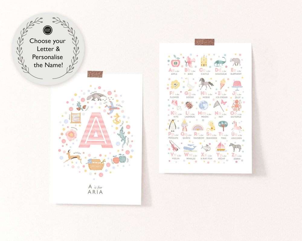 Personalised Girls Nursery Print Set - PaperPaintPixels