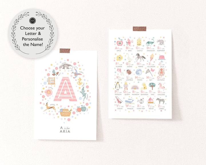 Personalised Girls Nursery Print Set - PaperPaintPixels