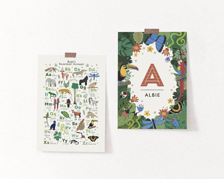 Personalised Jungle Animals Nursery Prints Set - PaperPaintPixels