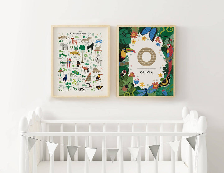 Personalised Jungle Animals Nursery Prints Set - PaperPaintPixels