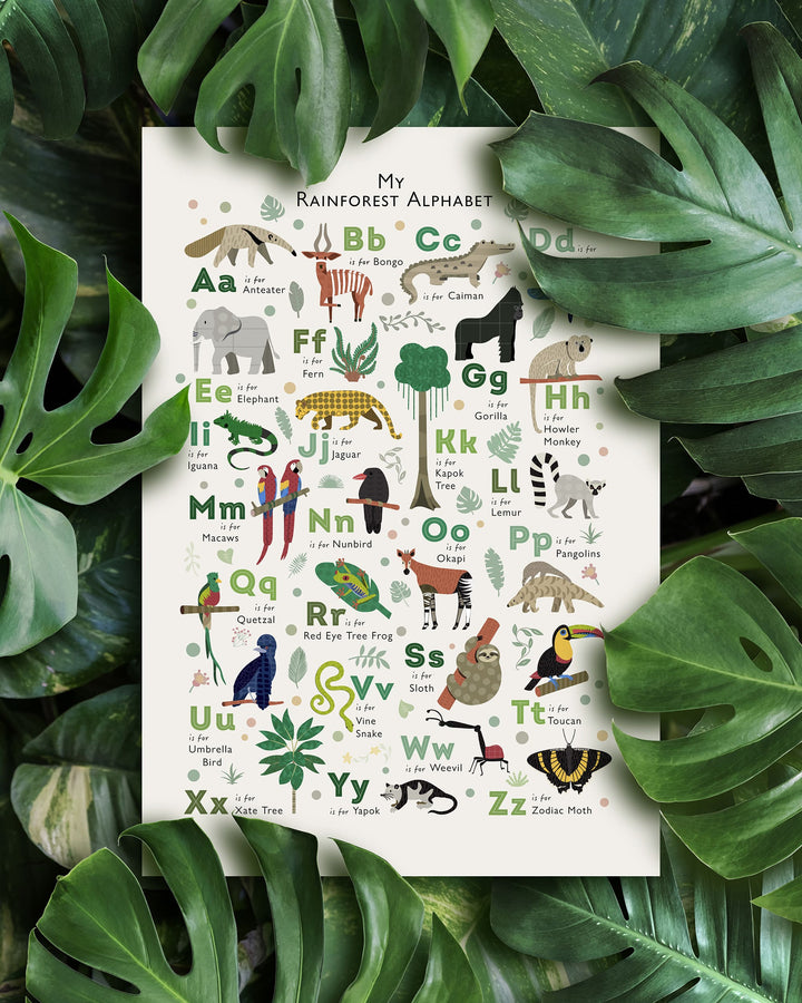 Personalised Jungle Animals Nursery Prints Set - PaperPaintPixels