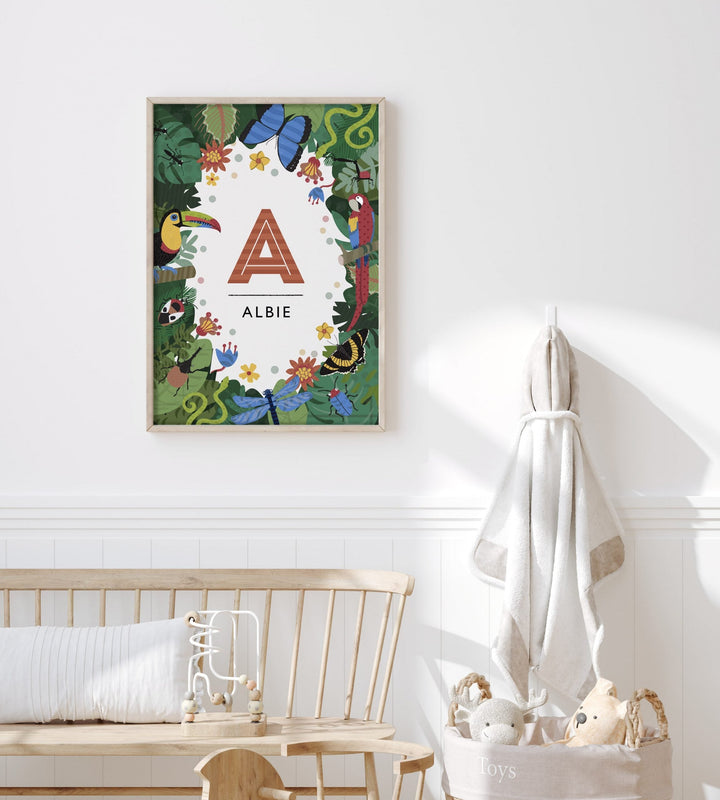 Personalised Jungle Nursery Name Print - PaperPaintPixels