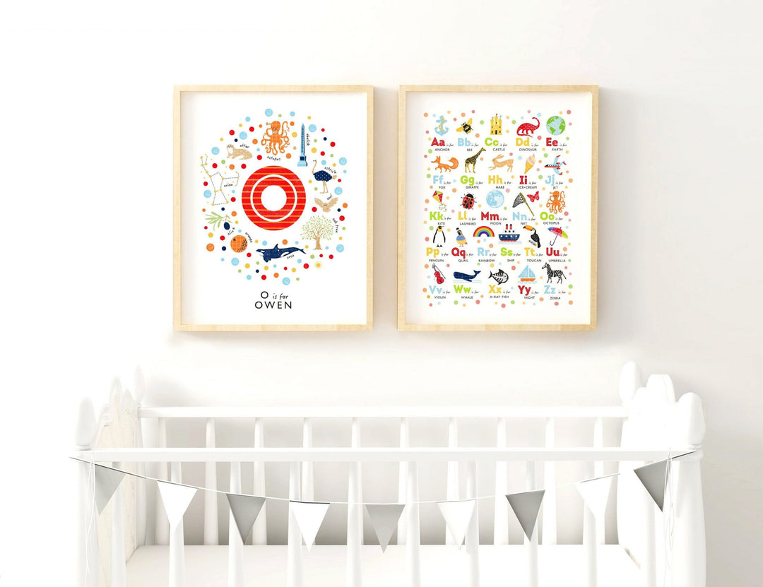 Personalised Name & Alphabet Art Print Set - PaperPaintPixels