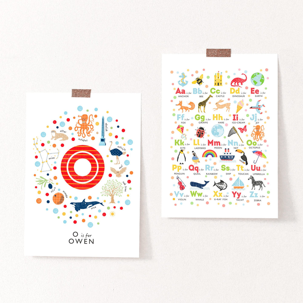Personalised Name & Alphabet Art Print Set - PaperPaintPixels