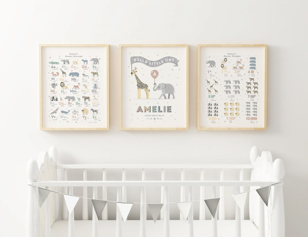 Personalised Safari Animal Print Set - PaperPaintPixels