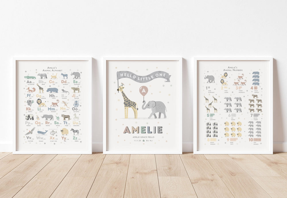 Personalised Safari Animal Print Set - PaperPaintPixels