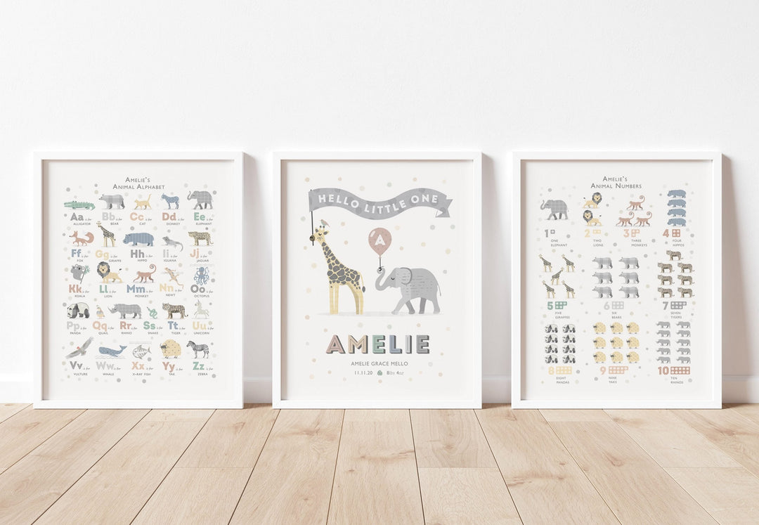 Personalised Safari Animal Print Set - PaperPaintPixels
