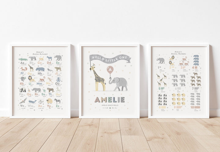 Personalised Safari Animal Print Set - PaperPaintPixels