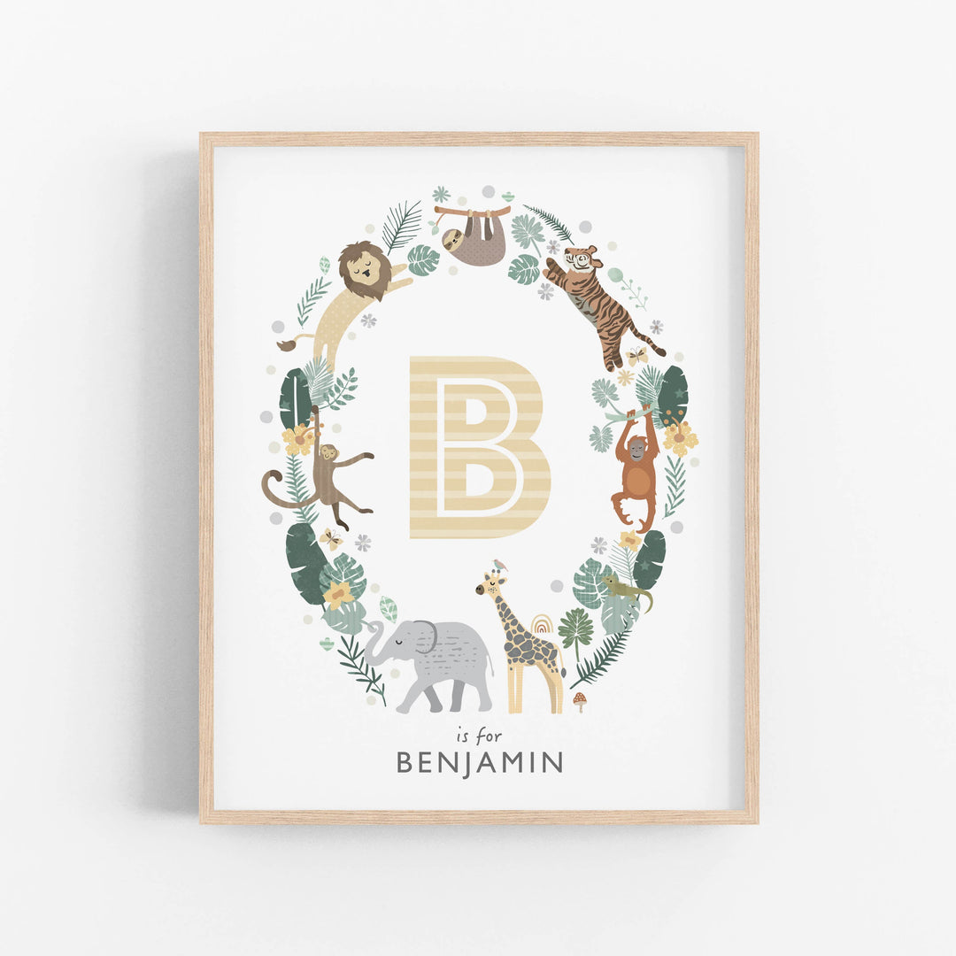 Personalised Safari Nursery Name Print - PaperPaintPixels