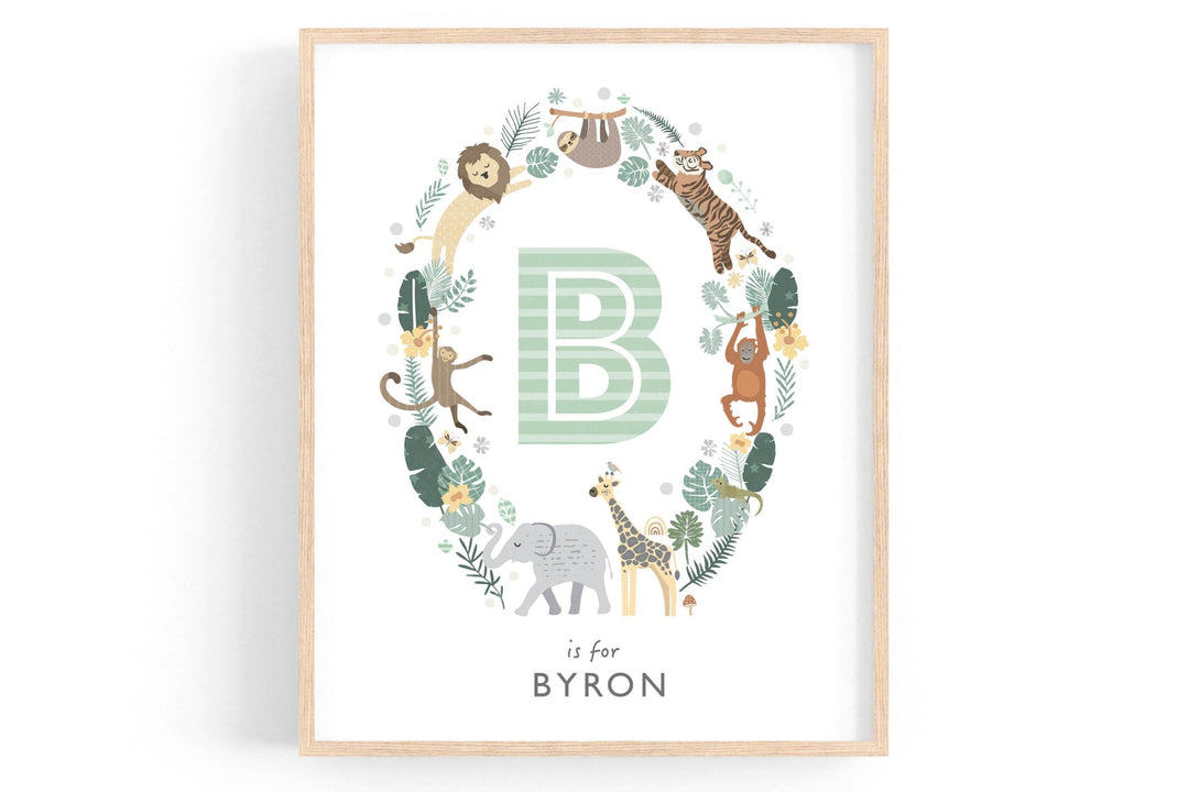 Personalised Safari Nursery Name Print - PaperPaintPixels