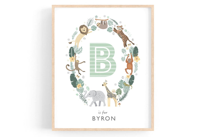 Personalised Safari Nursery Name Print - PaperPaintPixels