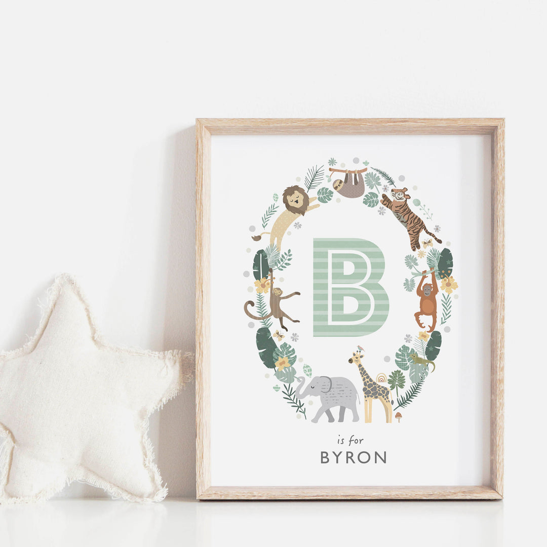 Personalised Safari Nursery Name Print - PaperPaintPixels