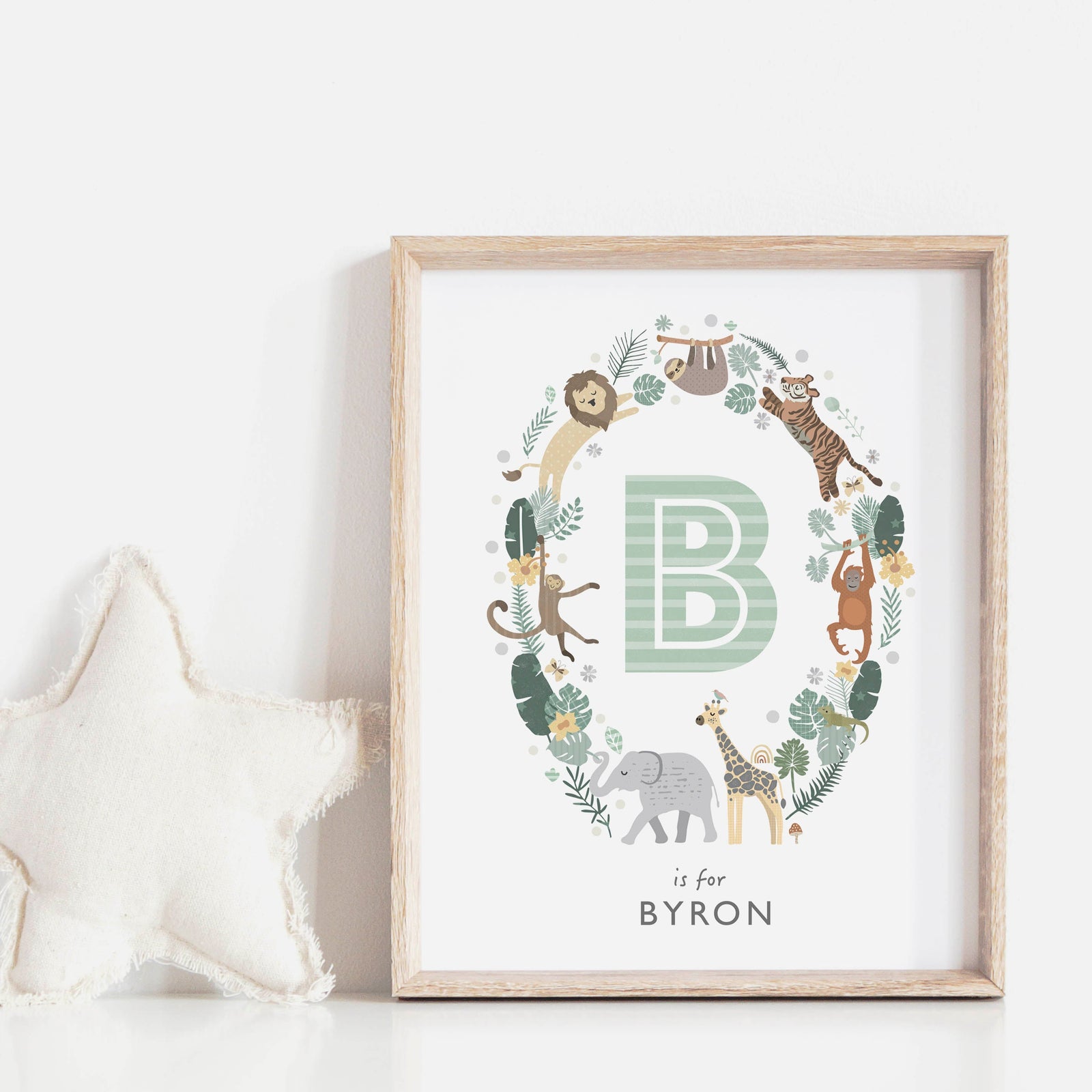 Personalised Safari Nursery Name Print - PaperPaintPixels