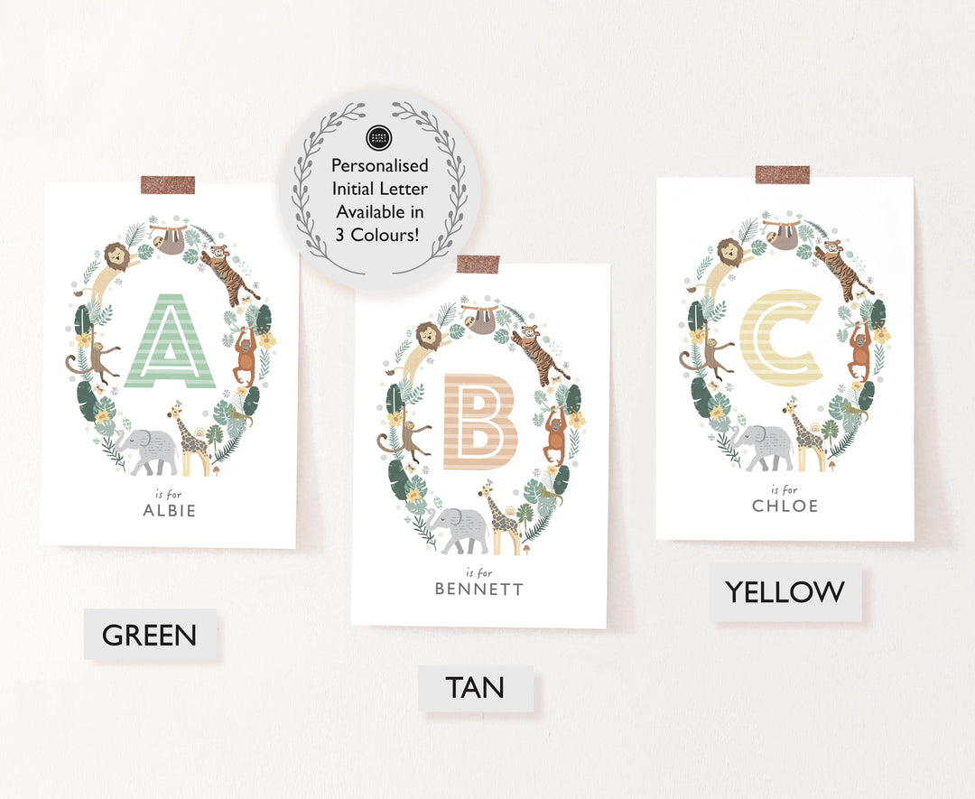 Personalised Safari Nursery Name Print - PaperPaintPixels