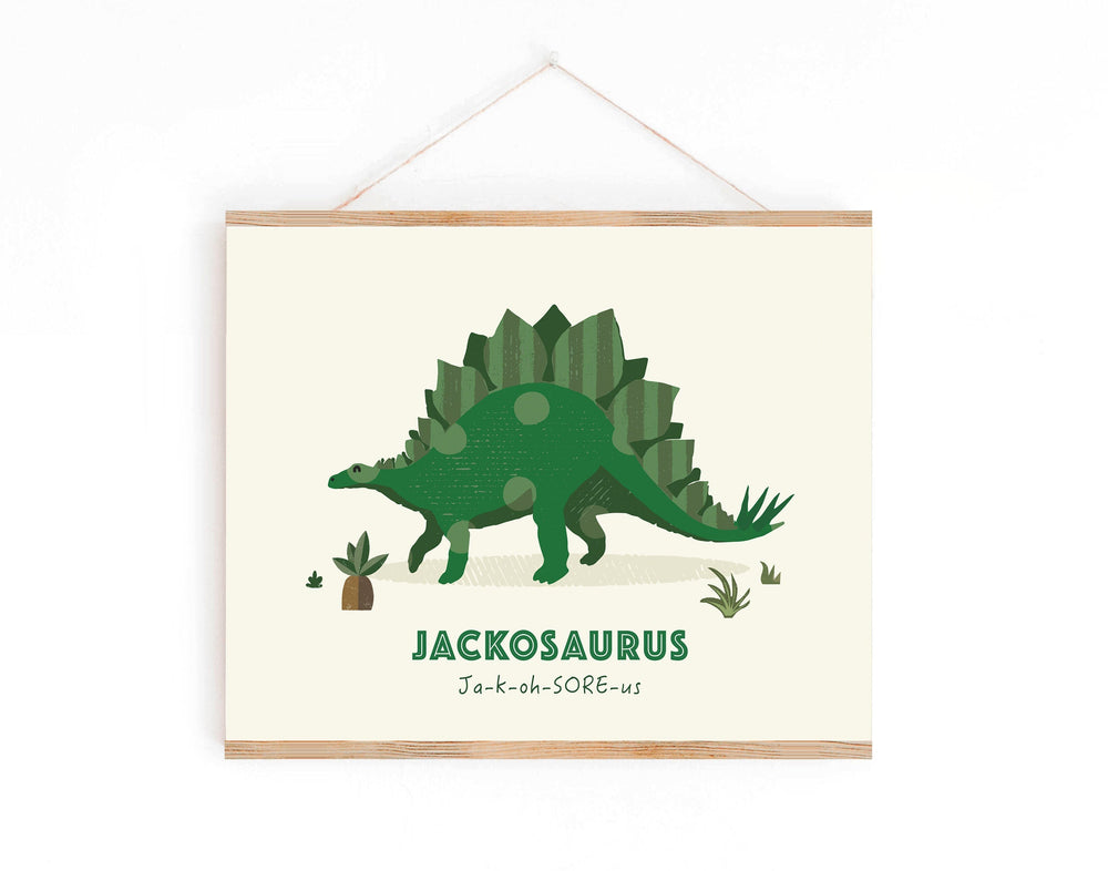 Personalised Stegosaurus Dinosaur Name Print - PaperPaintPixels
